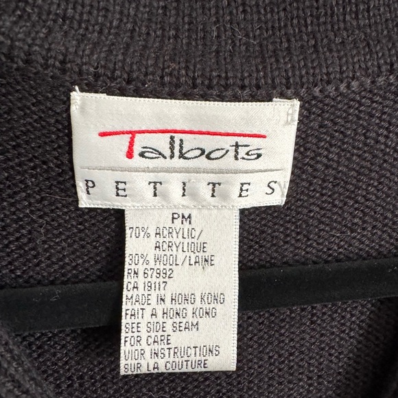 Talbots Black and White Cardigan with Red Accents - Picture 4 of 5